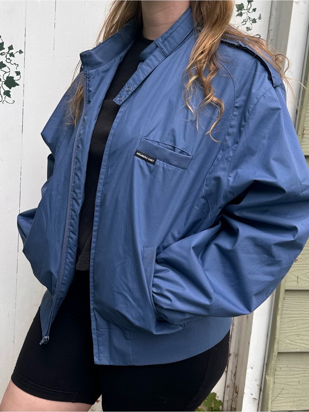 Vintage 90s Y2K Members Only Powder Blue Utility Windbreaker Jacket Size XL
